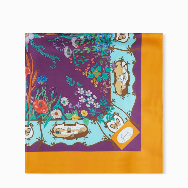 グッチ　スカーフ グッチ GGフローラ プリント シルク スカーフピンク | GUCCI公式