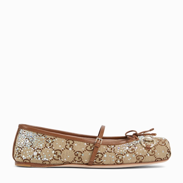 Women's GG crystal Gucci Horsebit ballet flat 