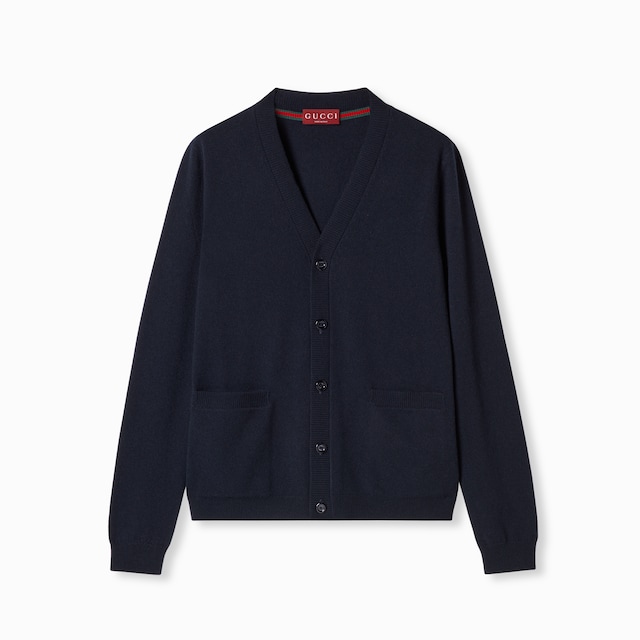 Fine cashmere cardigan with intarsia