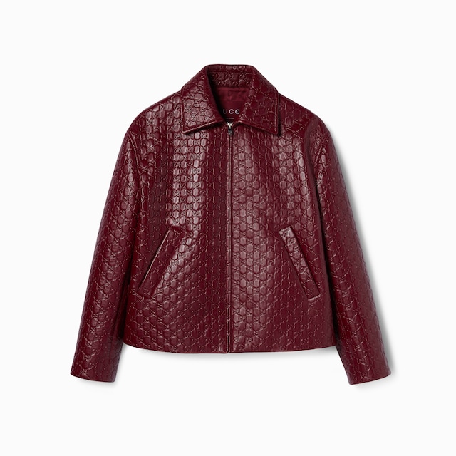 Oversize embossed GG leather jacket