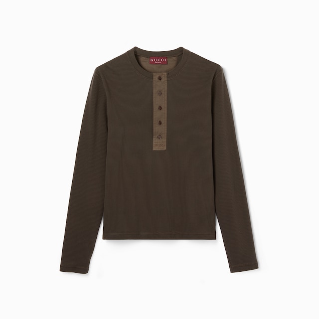 Rib cotton T-shirt with embroidery
