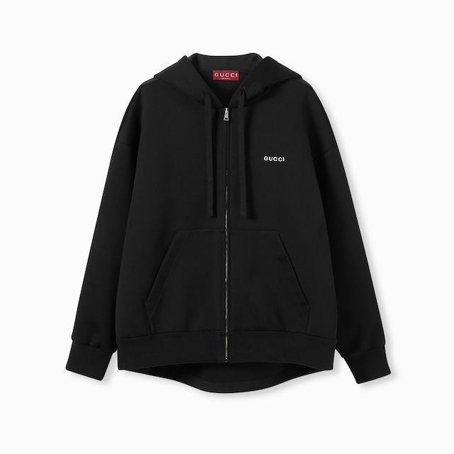 Cotton jersey hooded zip sweatshirt
