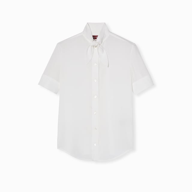 Silk crêpe de chine shirt with embroidery