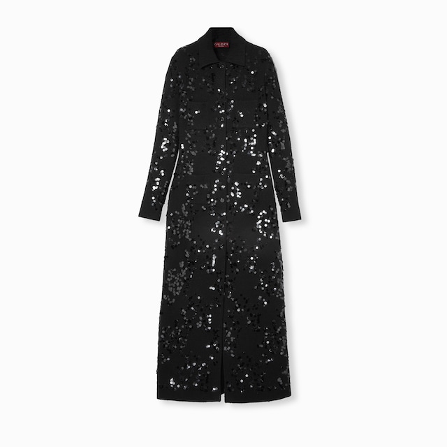 Polokleid aus Tweed-Mischung mit Stickerei