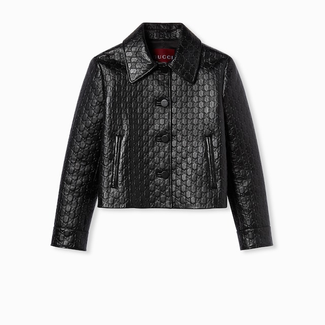 Embossed GG leather jacket