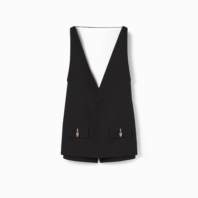 Crêpe wool silk jumpsuit with tiger