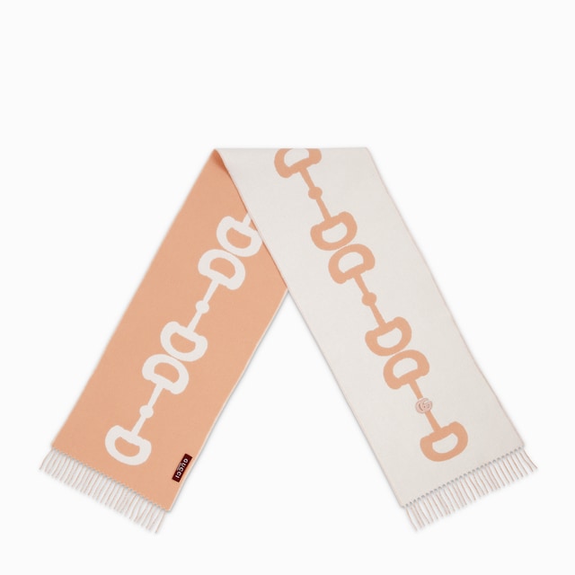 Wool cashmere scarf with intarsia