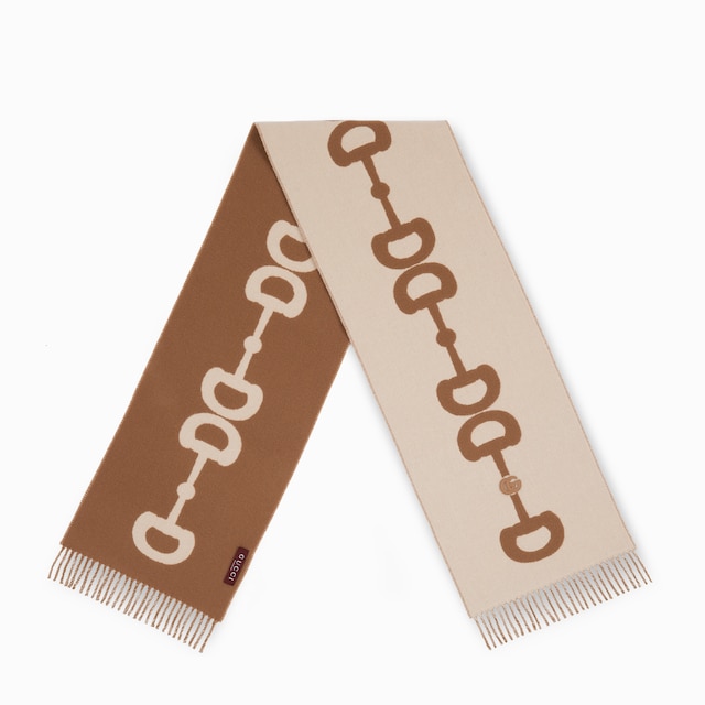 Wool cashmere scarf with intarsia