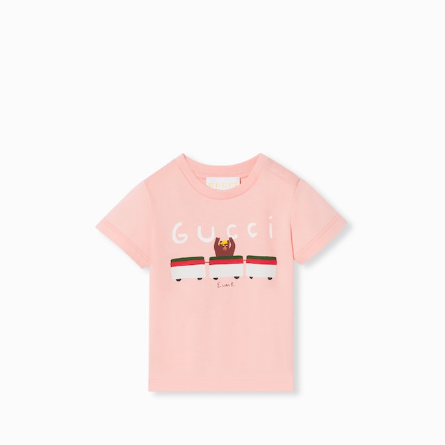 Baby printed cotton T-shirt in white | GUCCI® US