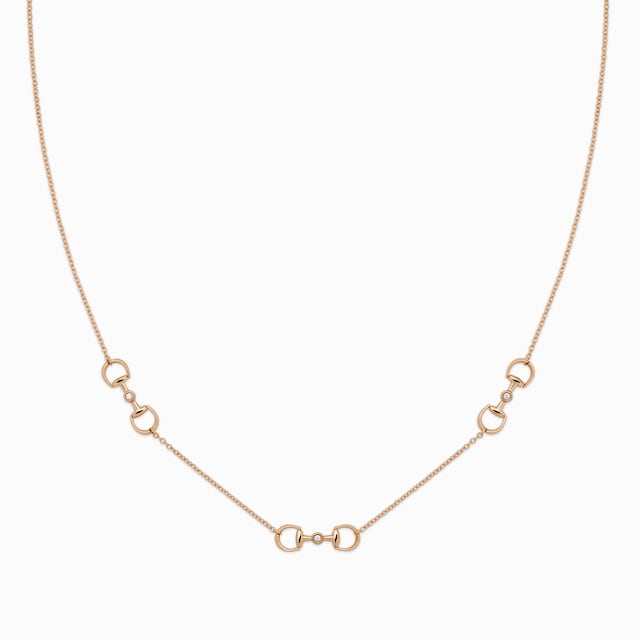Horsebit 18k diamond pendant necklace