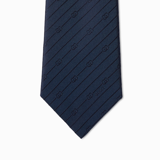 Interlocking G silk jacquard tie