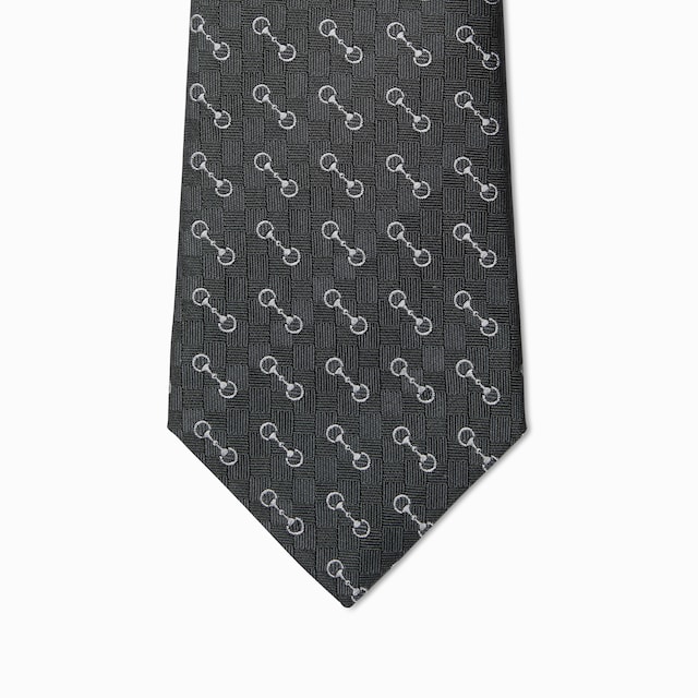 Horsebit silk jacquard tie