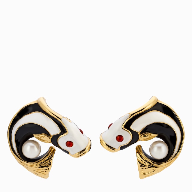 Carp-shaped earrings with enamel