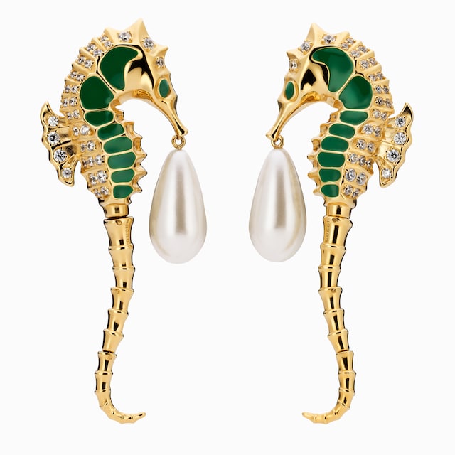 海马造型珍珠耳环