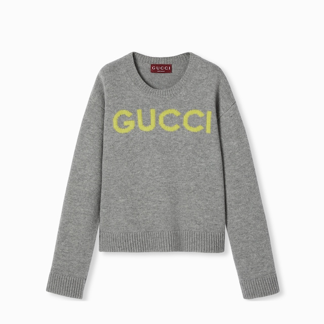 Wool top with Gucci intarsia