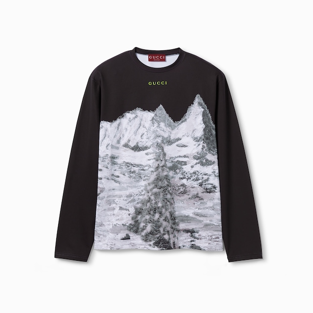 Printed technical cotton jersey T-shirt