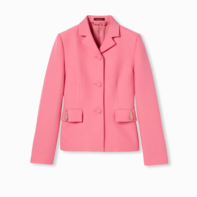Crêpe wool silk jacket with tiger