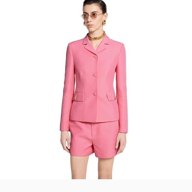 Crepe wool silk jacket with tiger - image 4