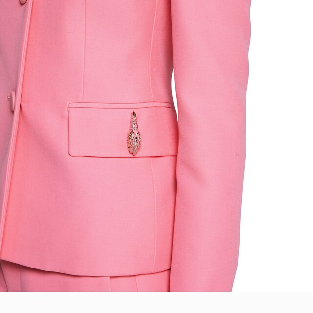 Crepe wool silk jacket with tiger - image 2