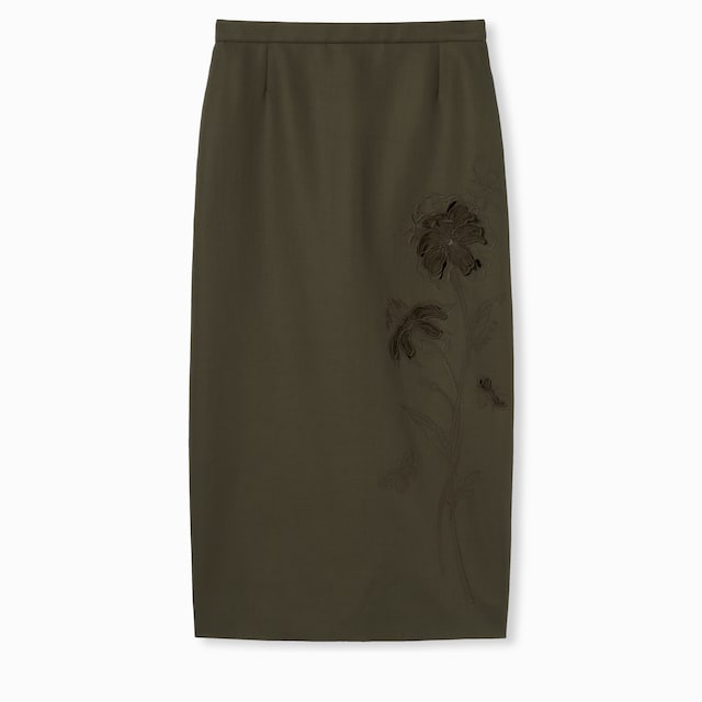 Wool mohair skirt with embroidery