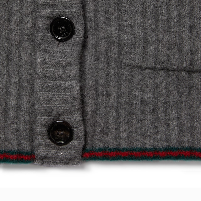 Rib felted wool cardigan with Web