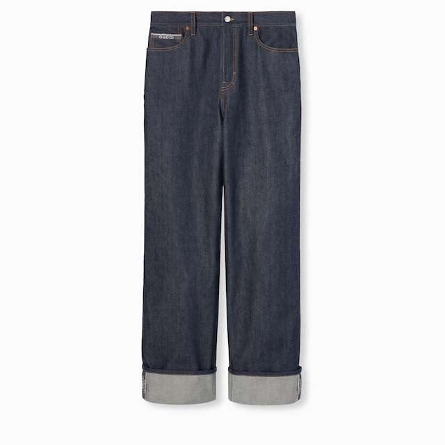 Denim pants with Gucci selvedge