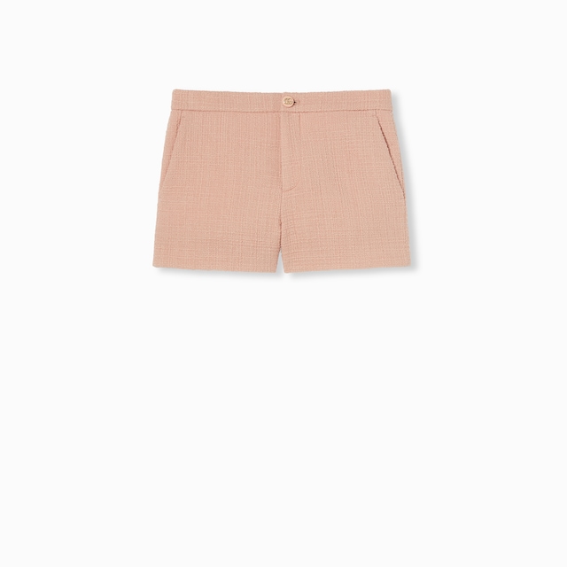 Textured wool tweed shorts