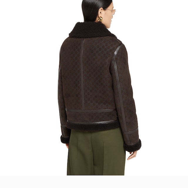 Printed suede shearling jacket