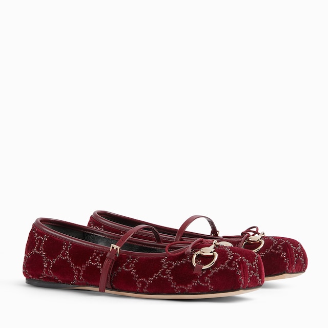 Ballerinas Gucci Horsebit con GG con cristales para mujer