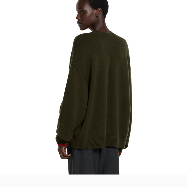 Wool cashmere sweater with Web trim - image 3