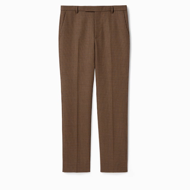 Houndstooth wool pant with embroidery 
