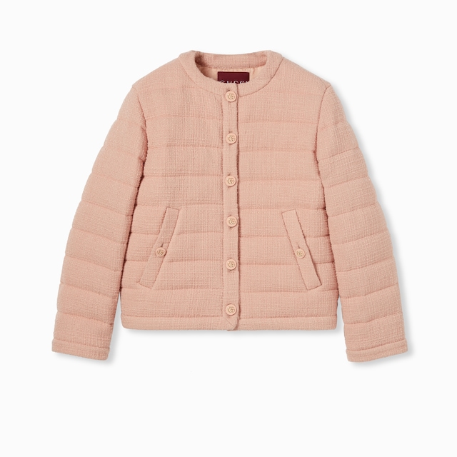 Textured wool tweed padded jacket