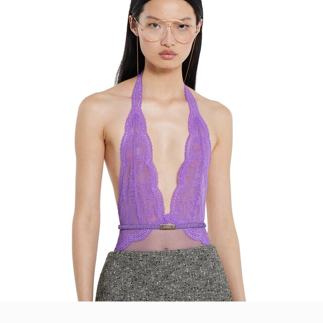 Floral lace tulle bodysuit - image 3