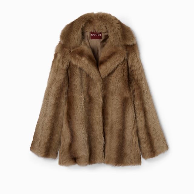 Degradé soft shearling peacoat