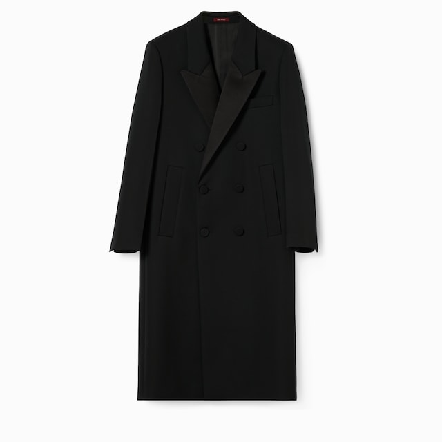 Double wool and satin coat