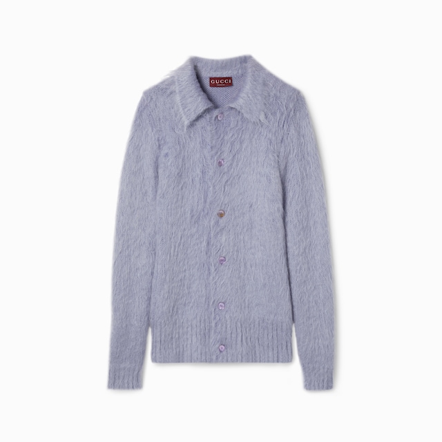 Brushed wool mohair cardigan