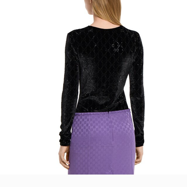 Embroidered stretch chenille top - image 3