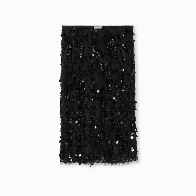 Sequin embroidered lace skirt