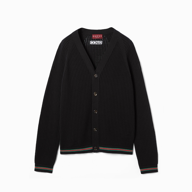 Cotton knit cardigan with Web