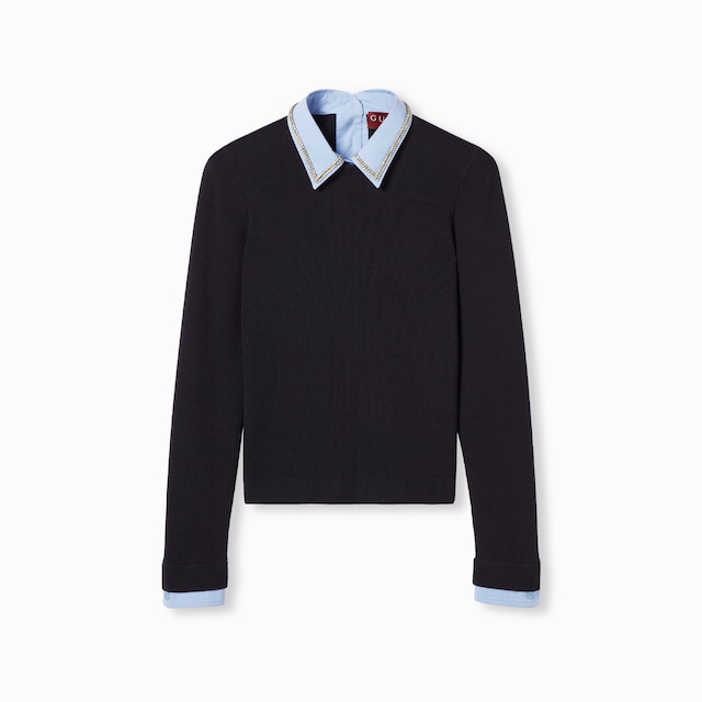 Wool sweater with embroidery
