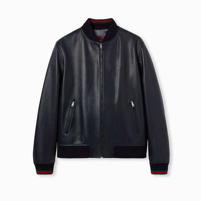 Nappa leather zip jacket