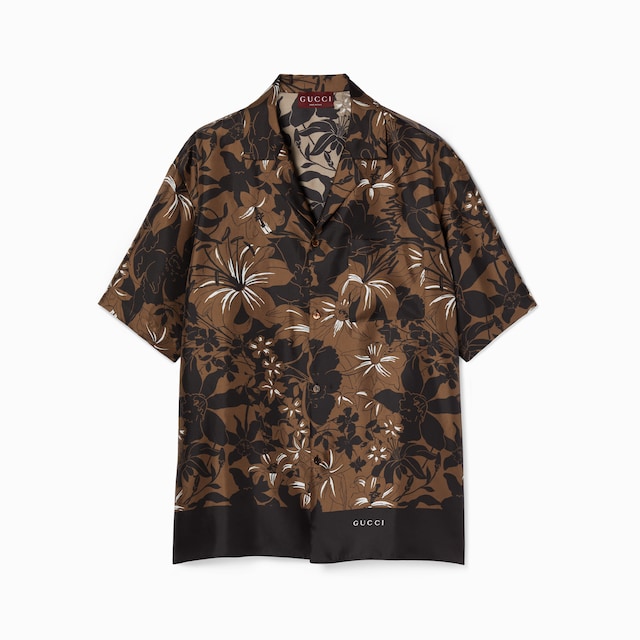 Chemise de bowling en twill de soie à imprimé
