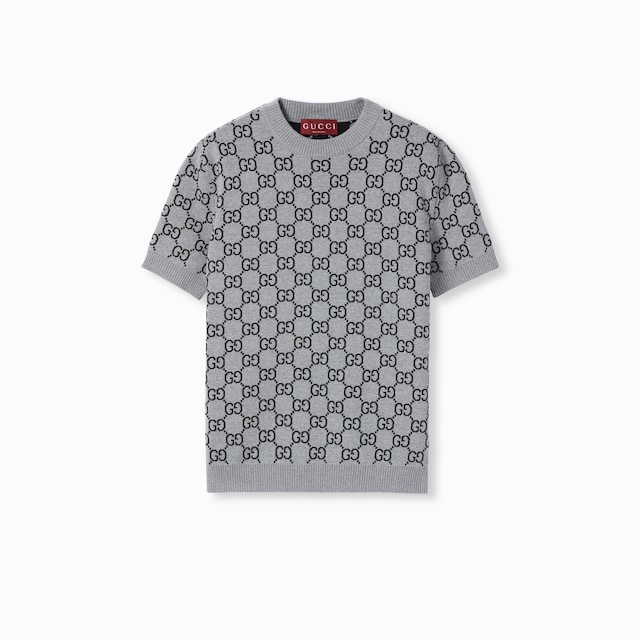 Reversible GG wool jacquard top