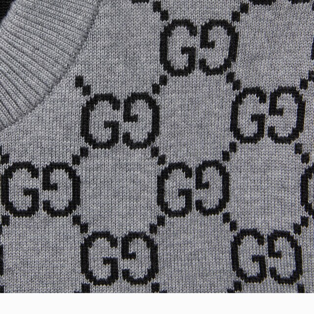 Reversible GG wool jacquard top