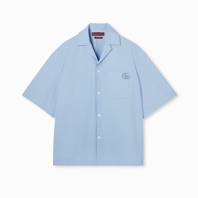 Cotton poplin shirt with embroidery