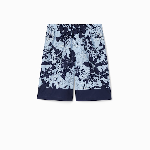 Printed cotton poplin shorts