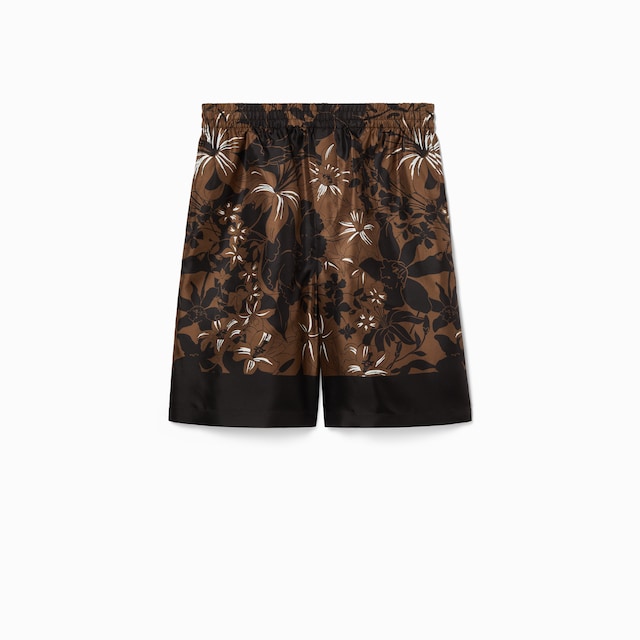 Shorts aus Seidentwill mit Print