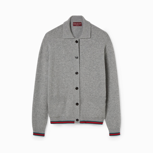 Wool and cashmere cardigan with Web