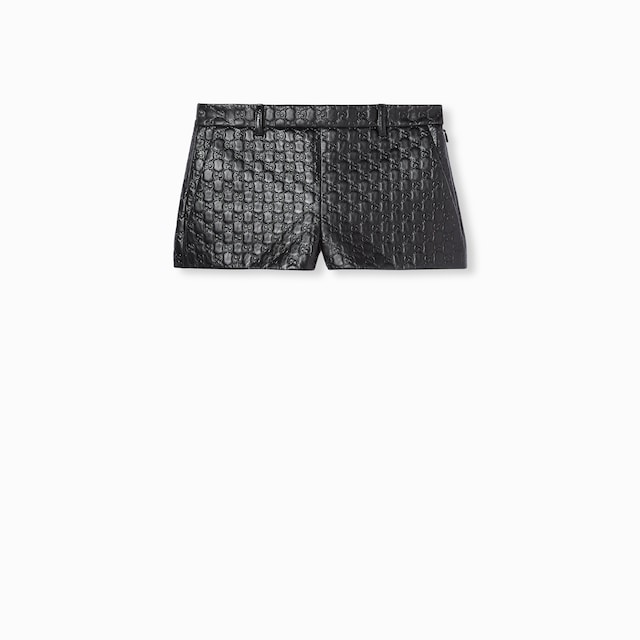 Embossed GG leather shorts