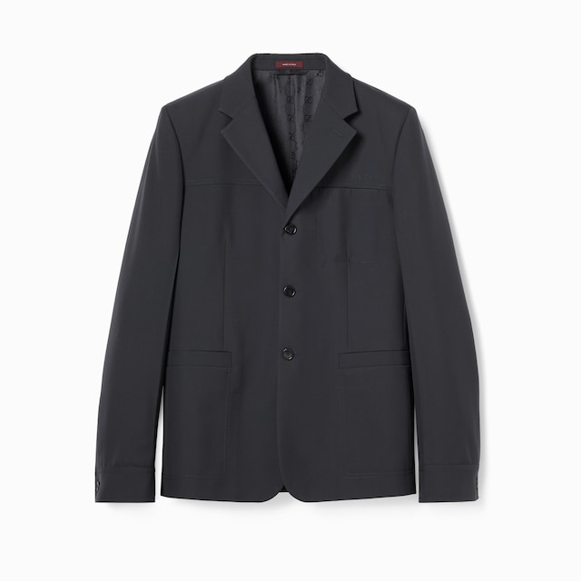 Single-breasted wool twill jacket